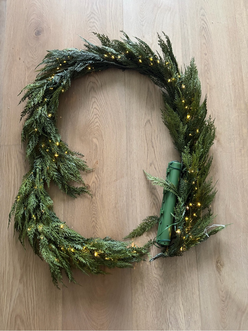Crate&Barrel Faux Hemlock Pre-Lit LED Real Touch Garland 6’
